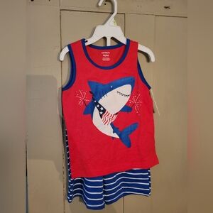 Carter's 4T Red, White, and Blue Shark Tank Top and Short Set
